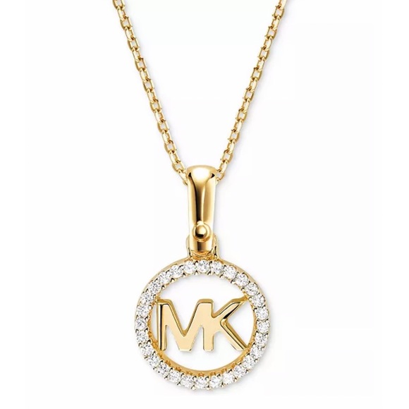MICHAEL KORS Gold Crystal Logo Necklace Set - Picture 2 of 5